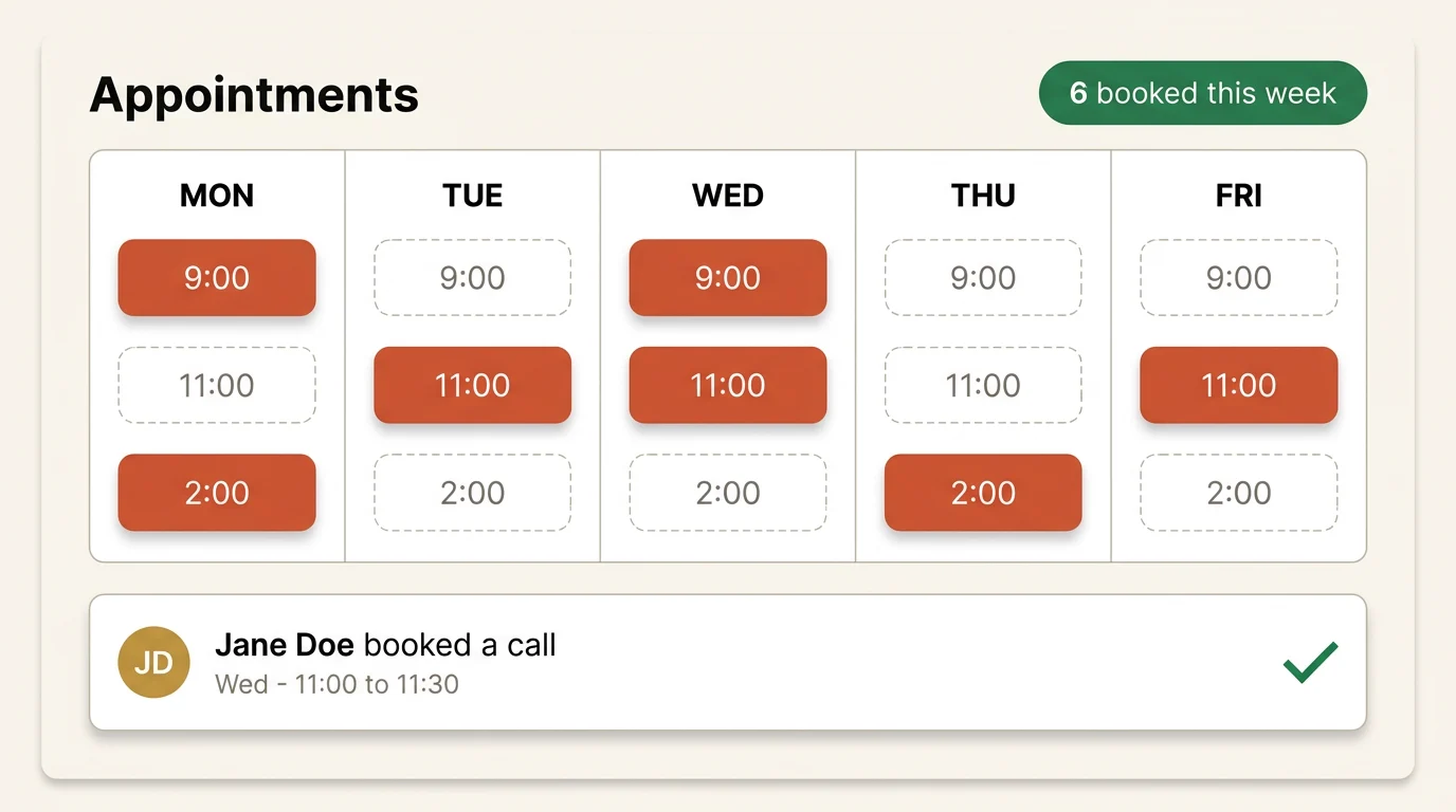 Booking system built at the workshop